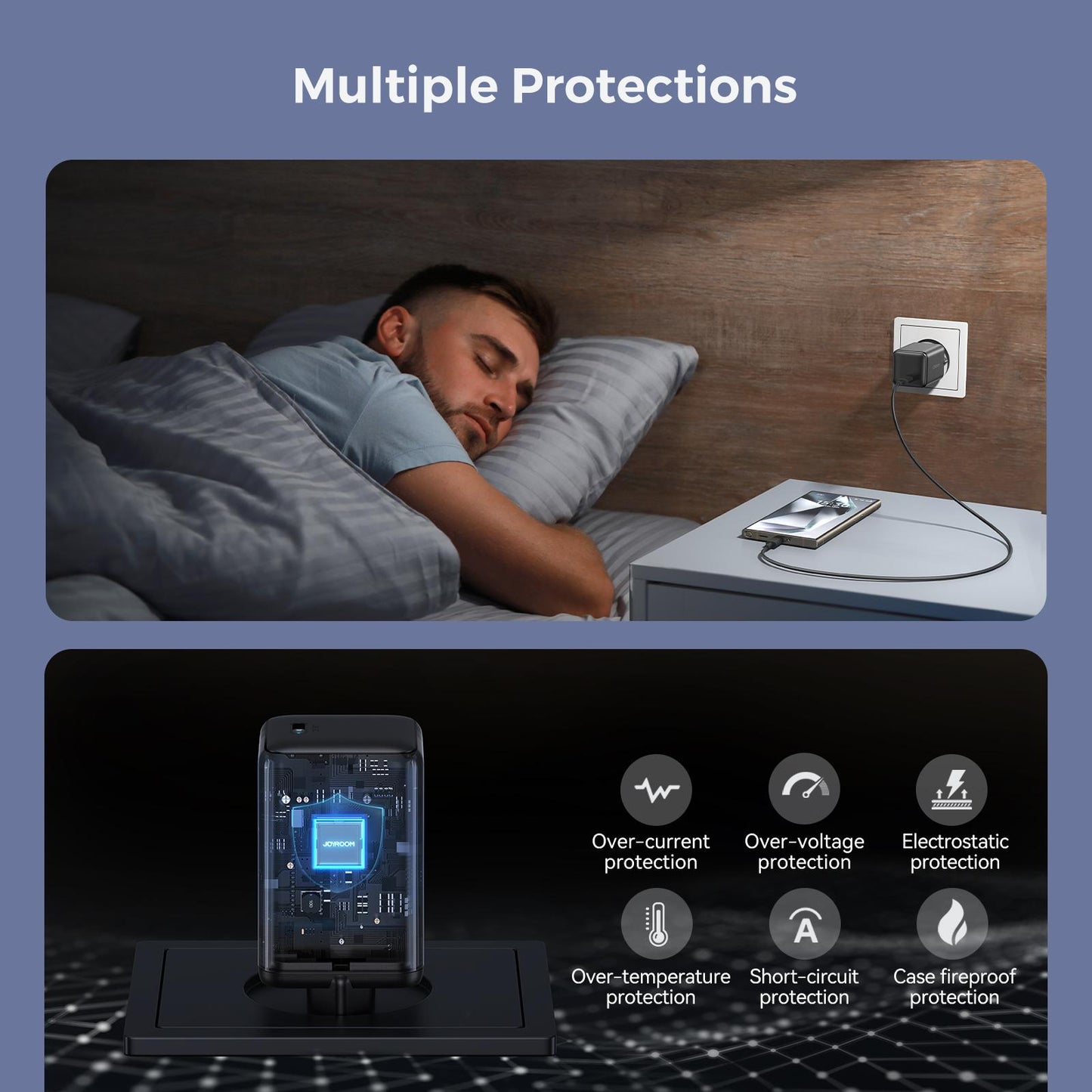 JOYROOM-TCG18-65W-GaN-USB-C-/-Type-C-Port-Mini-Charger,-Plug:EU-Plug(Black)