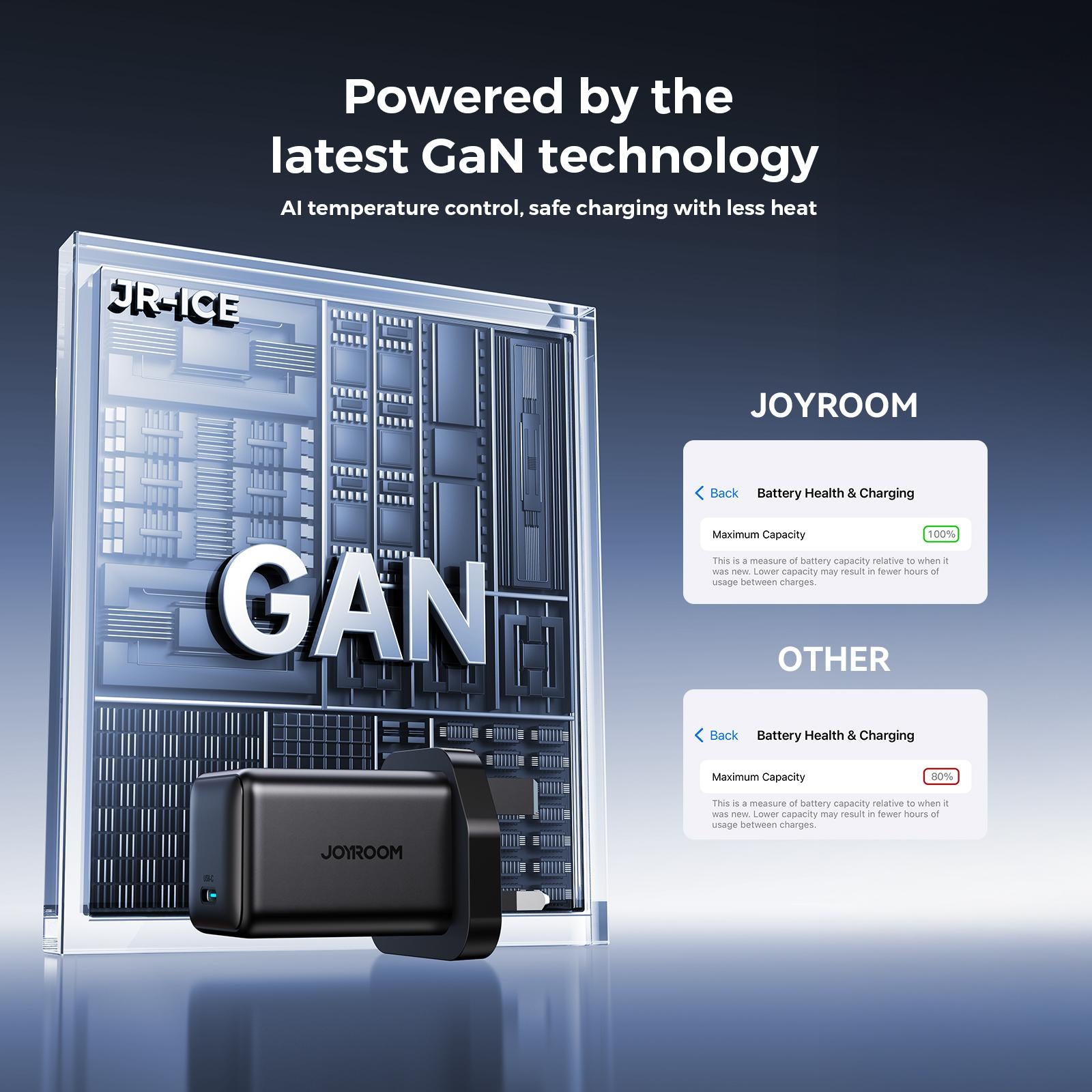 JOYROOM-TCG18-65W-GaN-USB-C-/-Type-C-Port-Mini-Charger,-Plug:UK-Plug(Black)