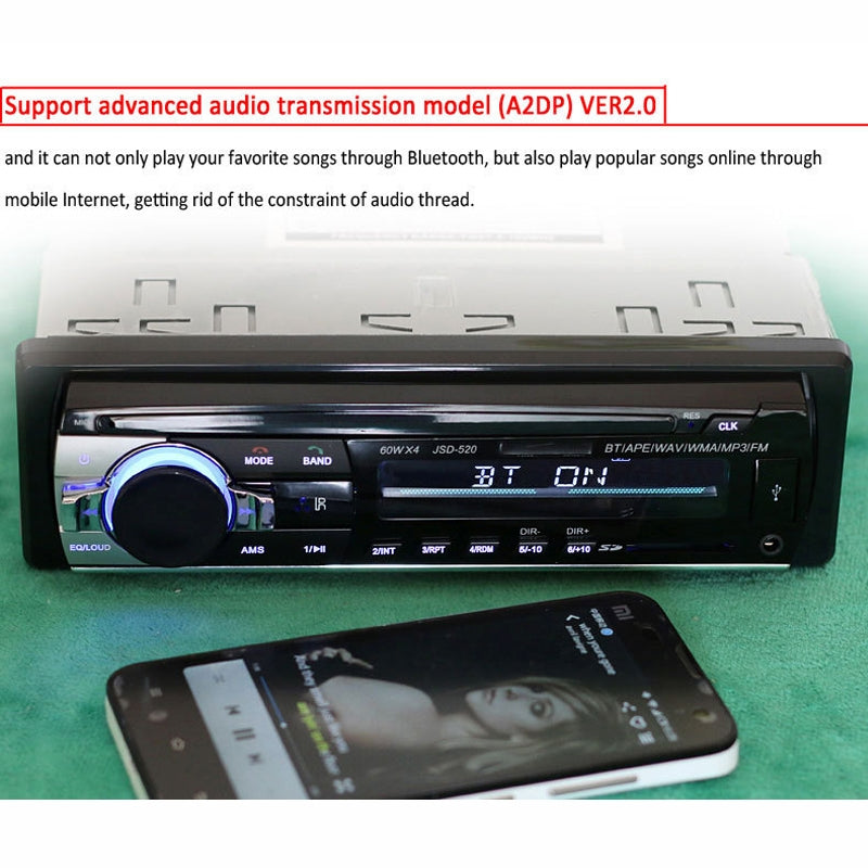 JSD-520-Car-Stereo-Radio-MP3-Audio-Player-Support-Bluetooth-Hand-free-Calling-/-FM-/-USB-/-SD,-Ordinary-Version