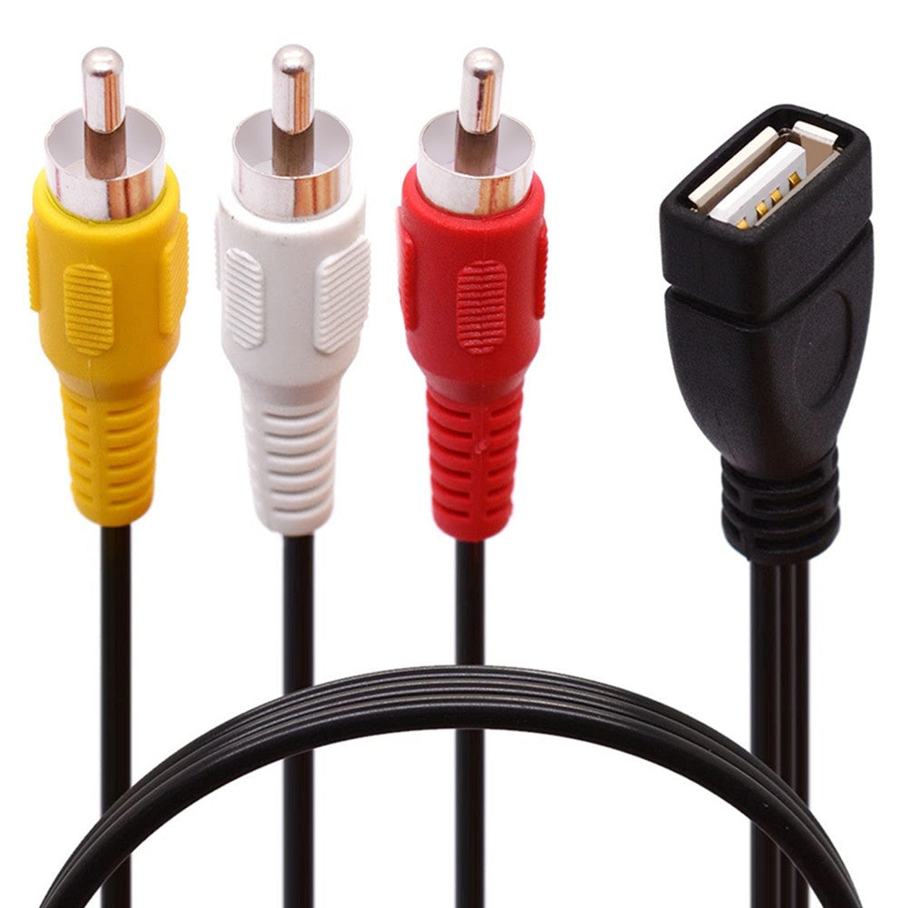 USB-Female-to-3-x-RCA-Male-Audio-Video-Splitter-Cable,-Length:1.5m