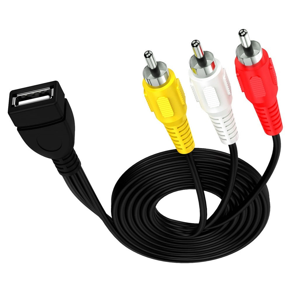 USB-Female-to-3-x-RCA-Male-Audio-Video-Splitter-Cable,-Length:1.5m