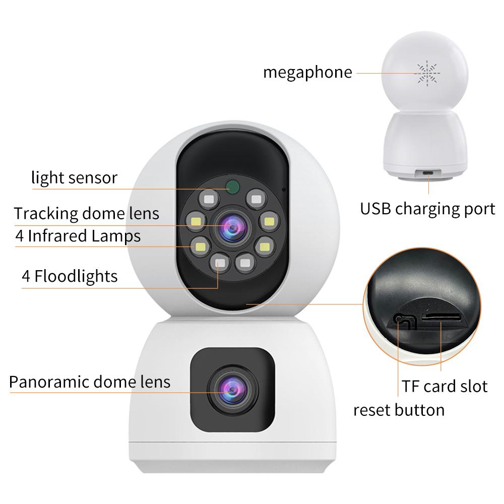 K12-1080P-HD-Dual-Lens-Dual-Picture-Wireless-WiFi-Camera(White)