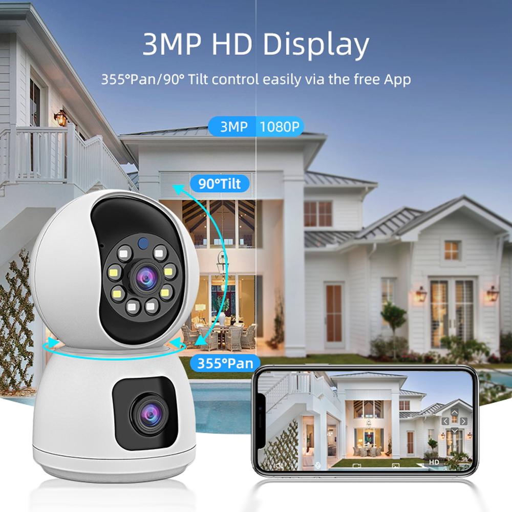 K12-1080P-HD-Dual-Lens-Dual-Picture-Wireless-WiFi-Camera(White)