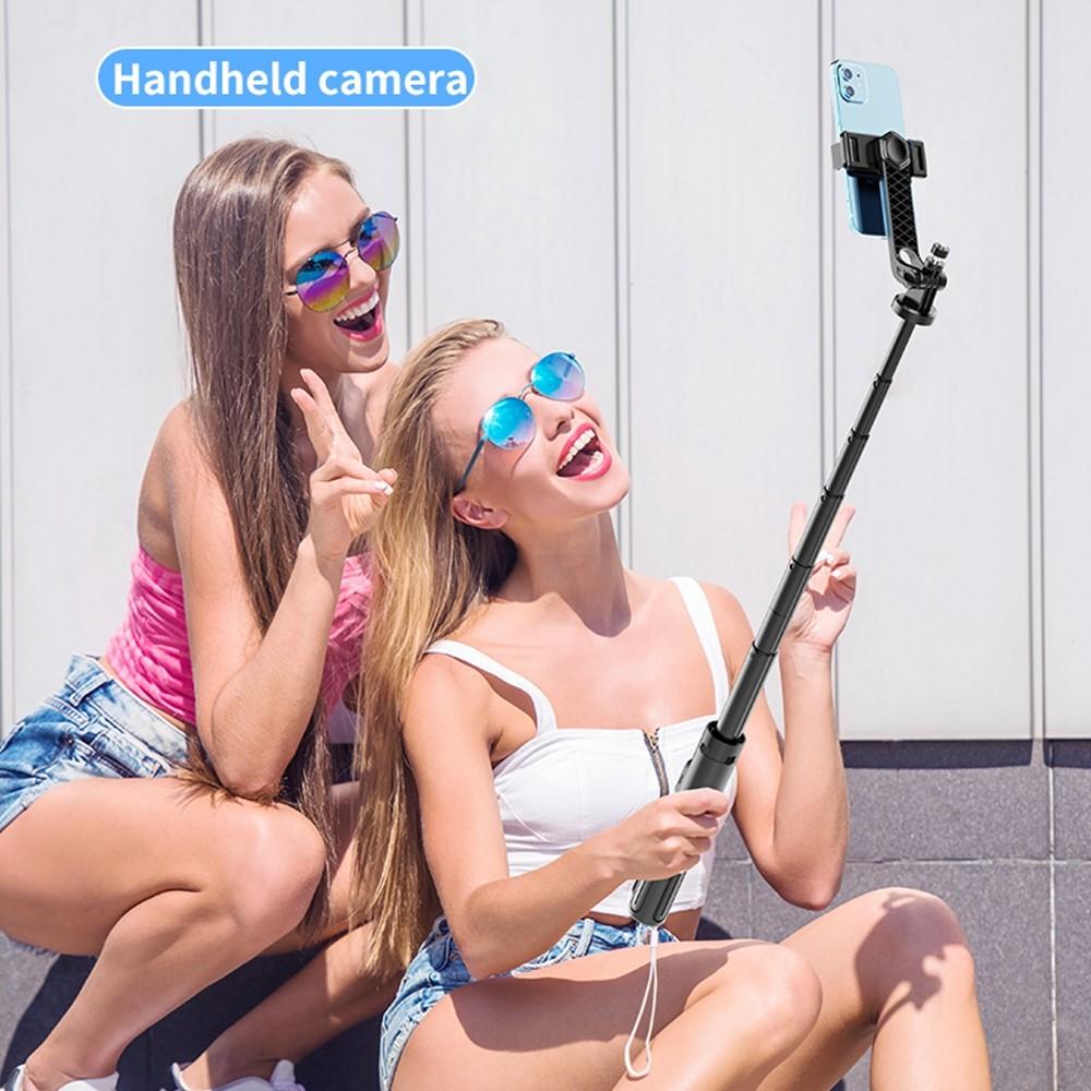 K27-Smartphone-Extendable-Live-Streaming-4-Leg-Stand-Bluetooth-Selfie-Stick(Black)