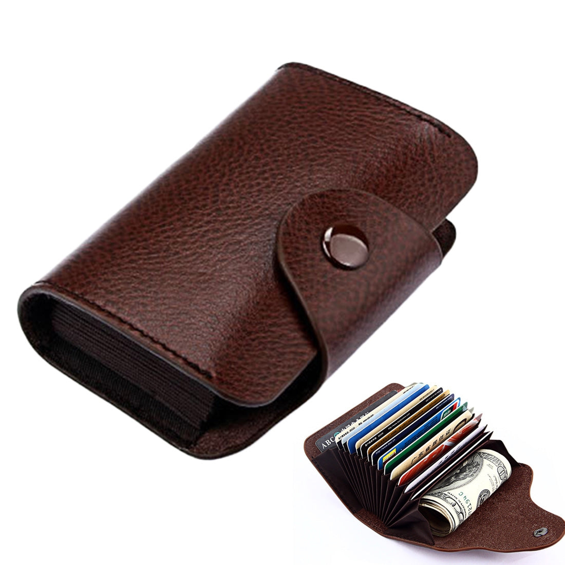 KB39-Simple-Fashion-Genuine-leather-Organ-Card-Bag-Candy-Color-Card-Package(Coffee)
