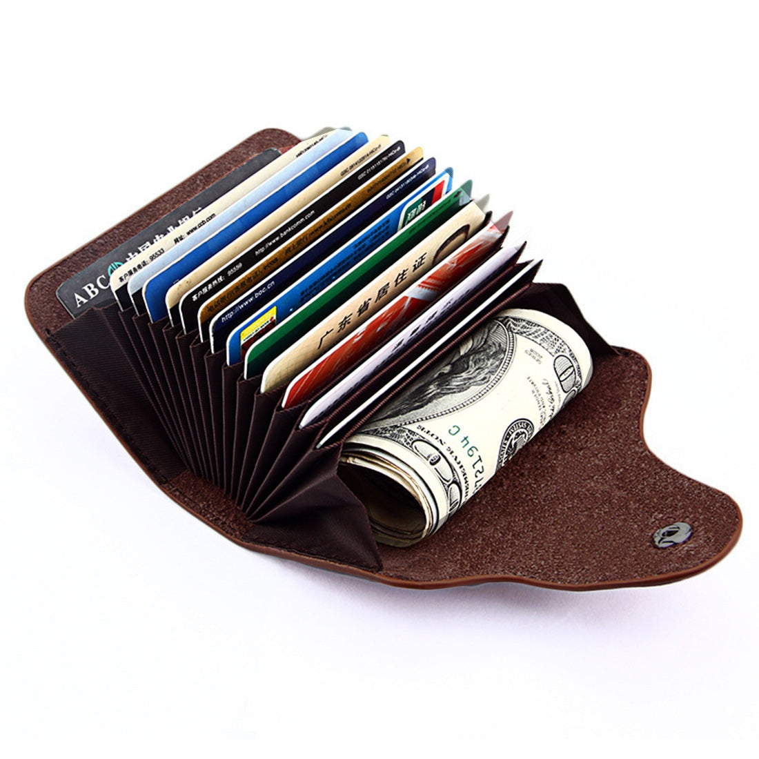 KB39-Simple-Fashion-Genuine-leather-Organ-Card-Bag-Candy-Color-Card-Package(Coffee)