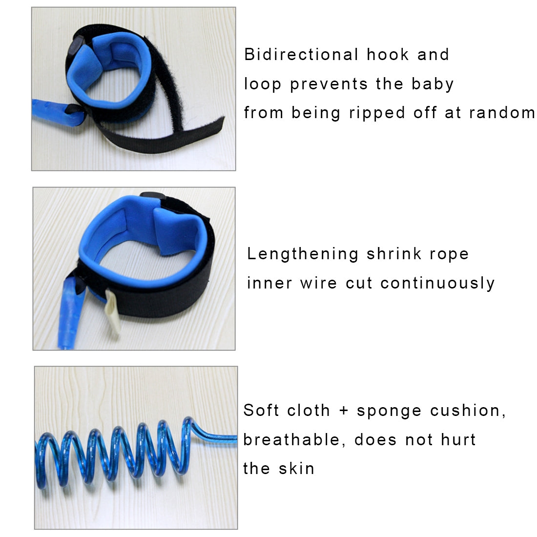 Kids-Safety-Harness-Child-Leash-Anti-Lost-Wrist-Link-Traction-Rope-Anti-Lost-Bracelet,-Length:-2.5m(Blue)