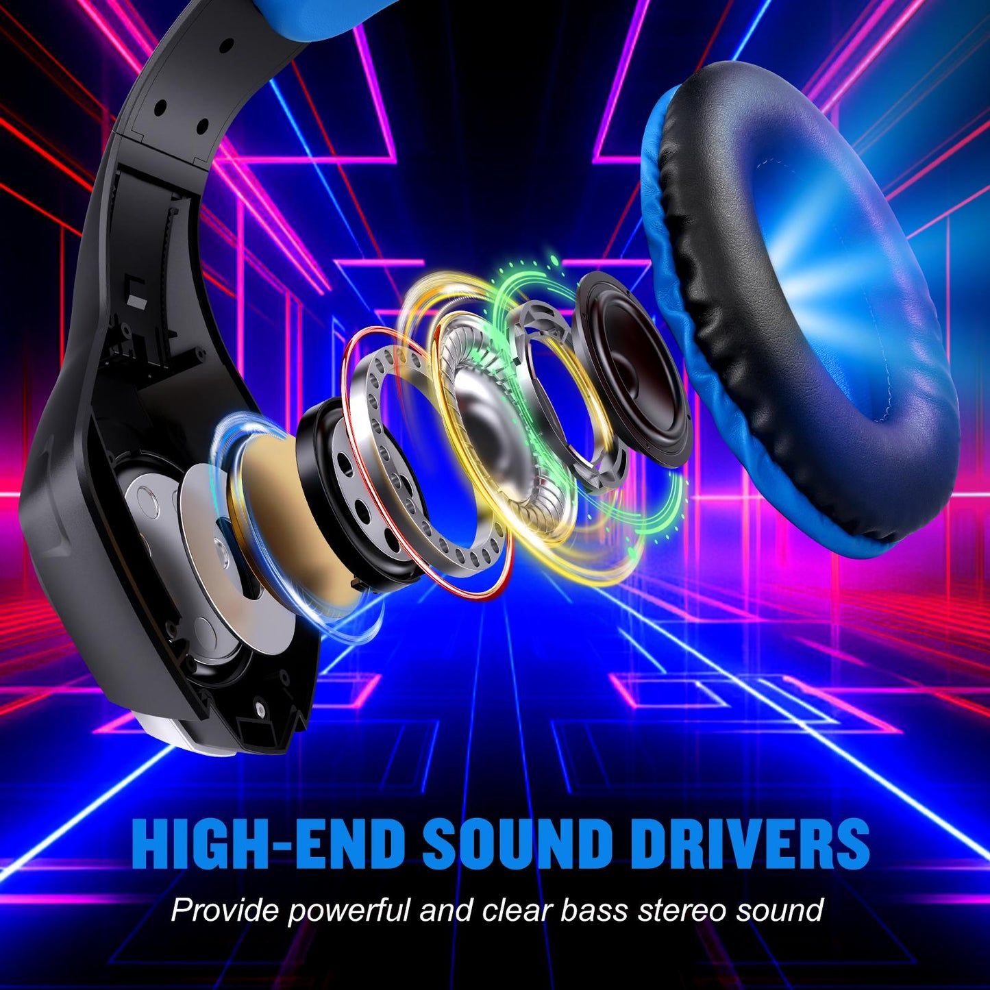 KOTION-EACH-GS400-Omni-directional-Mic-Gaming-Headset,-Length:-About-1.9m(Black-Blue)