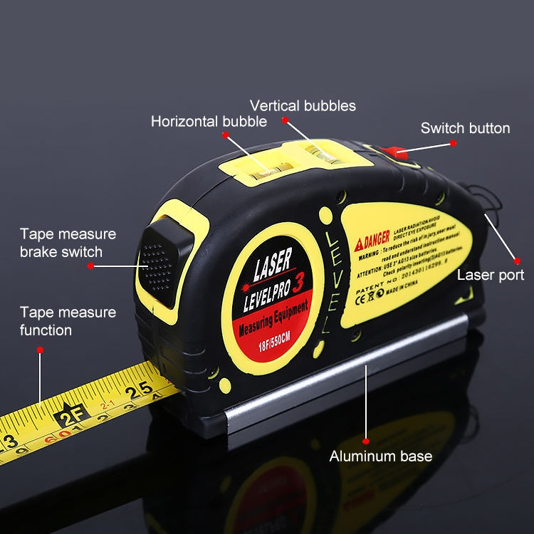 Laser-Level-with-Tape-Measure-Pro-(550cm),-LV-05(Yellow)