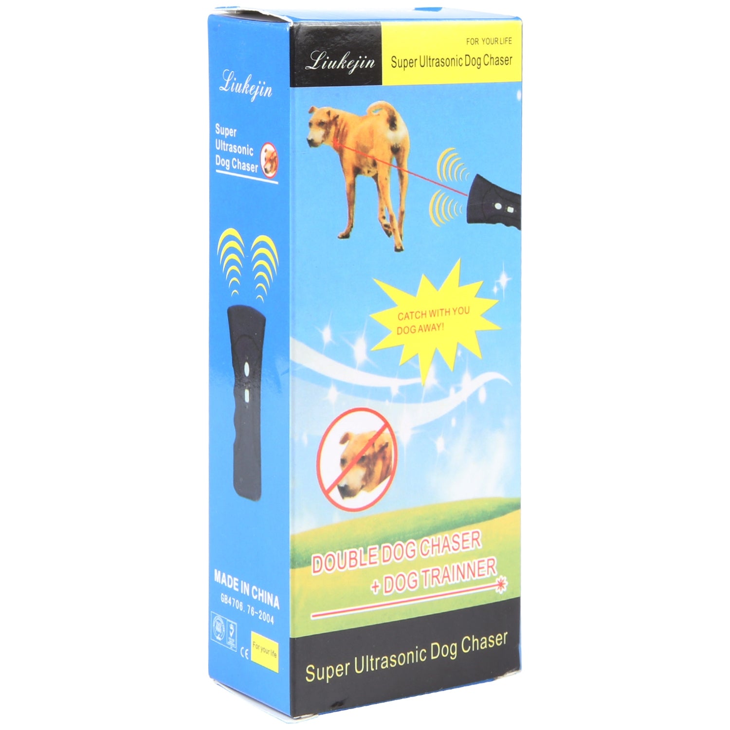 LED-Flashlight-Ultrasonic-Dog-Repeller-Portable-Dog-Trainer,-Colour:-Double-black(Colorful-Package)