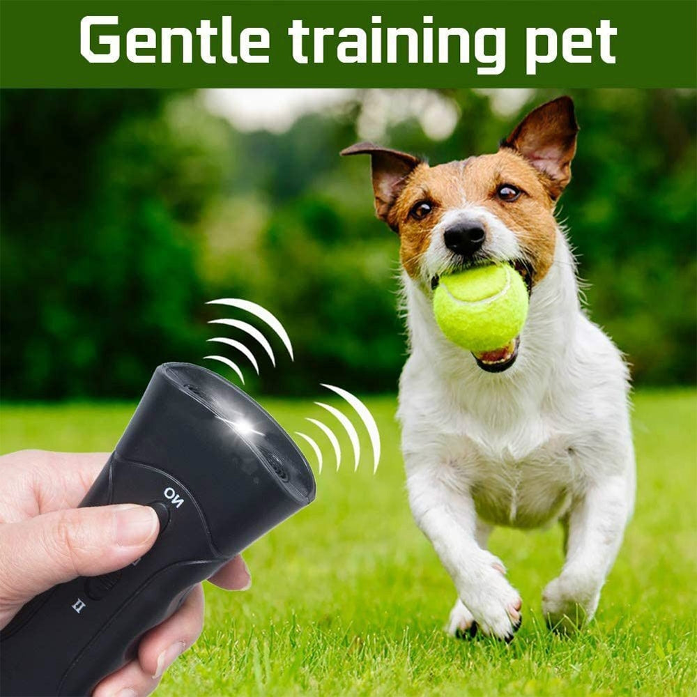 LED-Flashlight-Ultrasonic-Dog-Repeller-Portable-Dog-Trainer,-Colour:-Double-black(Colorful-Package)