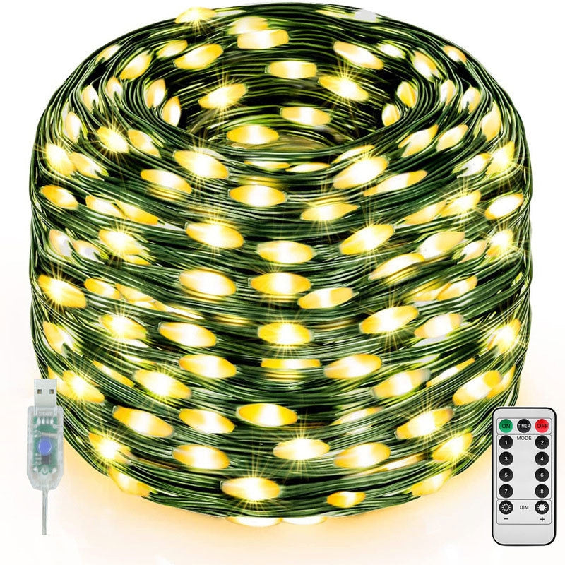 LED-Llight-String-Outdoor-Waterproof-Christmas-Holiday-Garden-Decoration,-Length:-30m-300-Light(Warm-Light-USB)