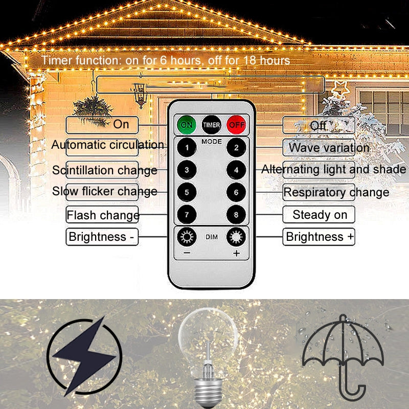 LED-Llight-String-Outdoor-Waterproof-Christmas-Holiday-Garden-Decoration,-Length:-30m-300-Light(Warm-Light-USB)