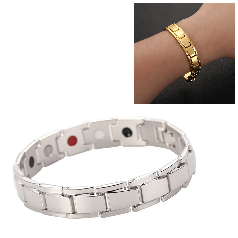 Men-Detachable-Titanium-Steel-Magnetic-Therapy-Bracelet-Jewelry(Silver)
