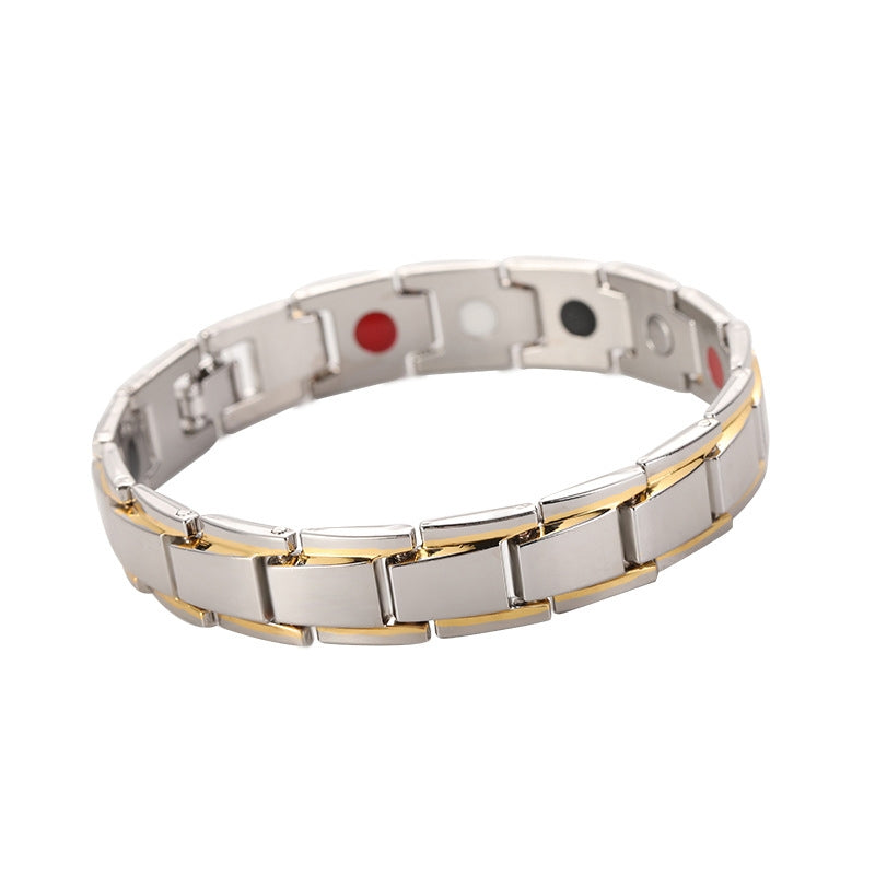Men-Detachable-Titanium-Steel-Magnetic-Therapy-Bracelet-Jewelry(Silver)