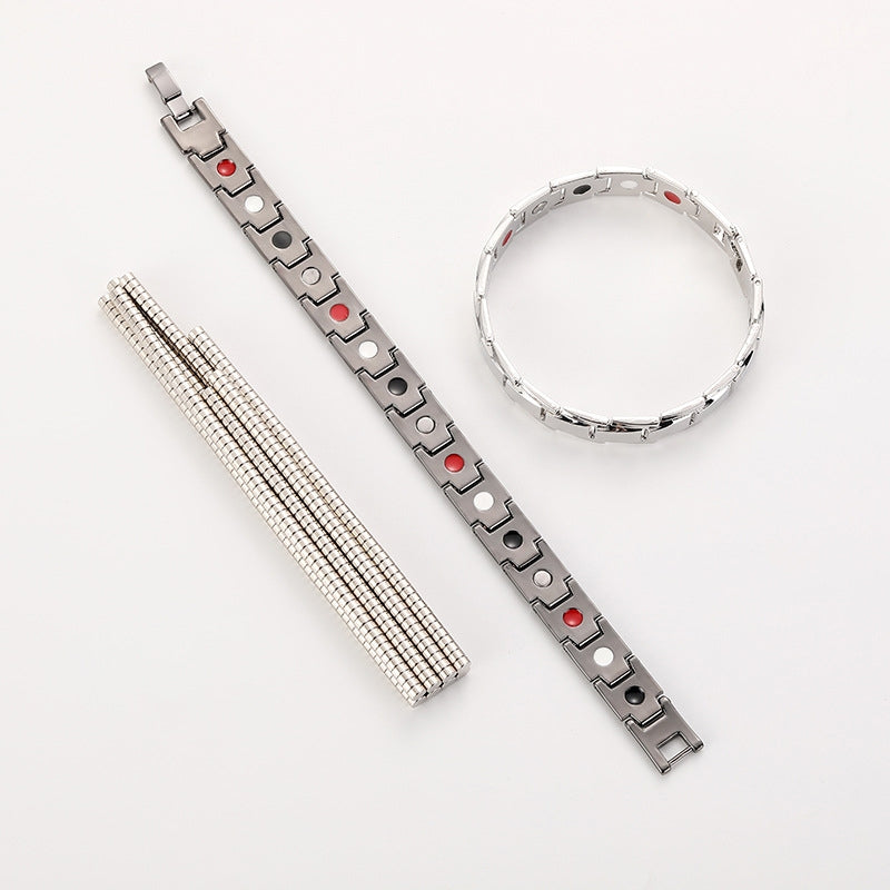 Men-Detachable-Titanium-Steel-Magnetic-Therapy-Bracelet-Jewelry(Silver)