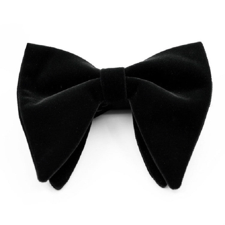 Men-Velvet-Double-layer-Big-Bow-knot-Bow-Tie-Clothing-Accessories(Black)