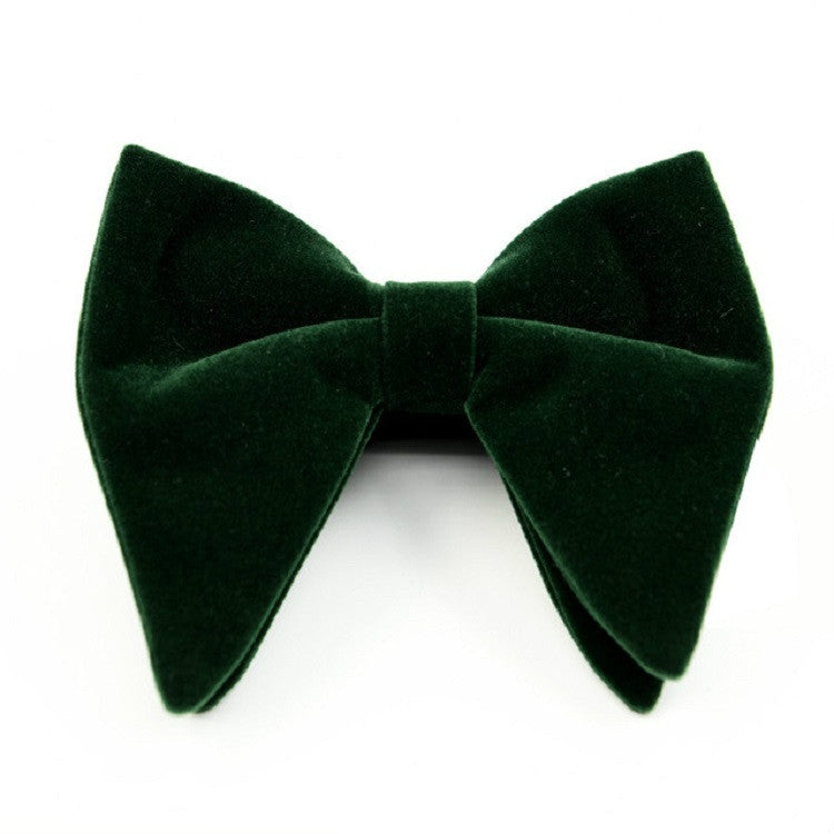 Men-Velvet-Double-layer-Big-Bow-knot-Bow-Tie-Clothing-Accessories(Dark-Green)