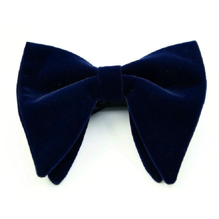 Men-Velvet-Double-layer-Big-Bow-knot-Bow-Tie-Clothing-Accessories(Navy)
