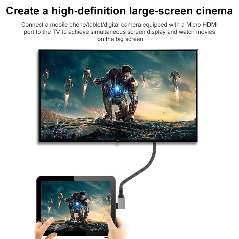 Micro-HDMI-Male-Elbow-to-HDMI-Female-4K-UHD-18Gbps-Connection-Cable,-Length:20cm(Grey)