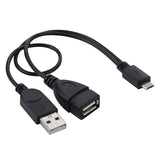 Micro-USB-to-USB-2.0-Male-&-USB-2.0-Female-Host-OTG-Converter-Adapter-Cable,-Length:-About-30cm(Black)