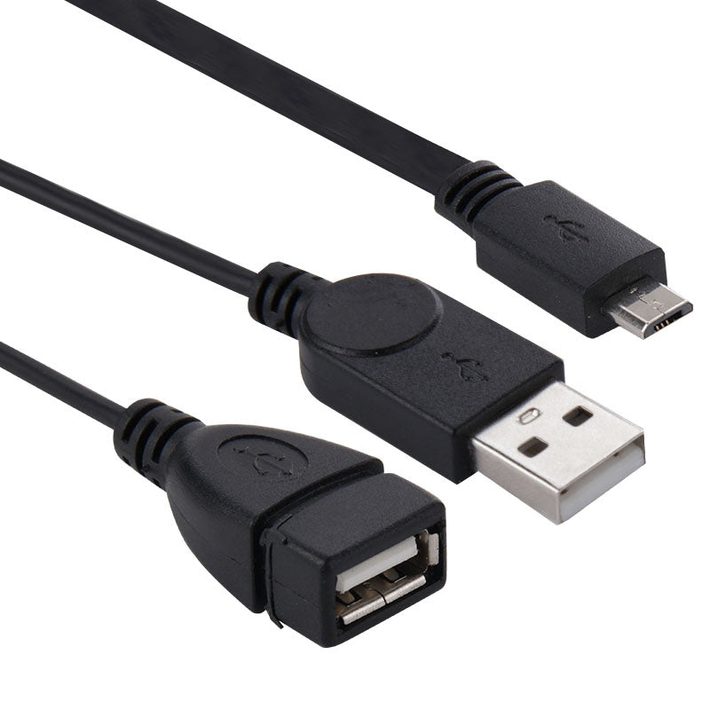 Micro-USB-to-USB-2.0-Male-&-USB-2.0-Female-Host-OTG-Converter-Adapter-Cable,-Length:-About-30cm(Black)