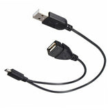 Micro-USB-to-USB-2.0-Male-&-USB-2.0-Female-Host-OTG-Converter-Adapter-Cable,-Length:-About-30cm(Black)