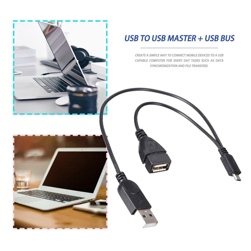 Micro-USB-to-USB-2.0-Male-&-USB-2.0-Female-Host-OTG-Converter-Adapter-Cable,-Length:-About-30cm(Black)