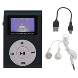 Mini-Lavalier-Metal-MP3-Music-Player-with-Screen,-Style:-with-Earphone+Cable(Black)