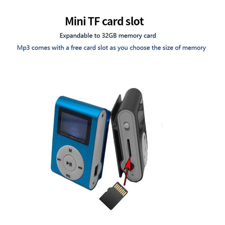 Mini-Lavalier-Metal-MP3-Music-Player-with-Screen,-Style:-with-Earphone+Cable(Black)