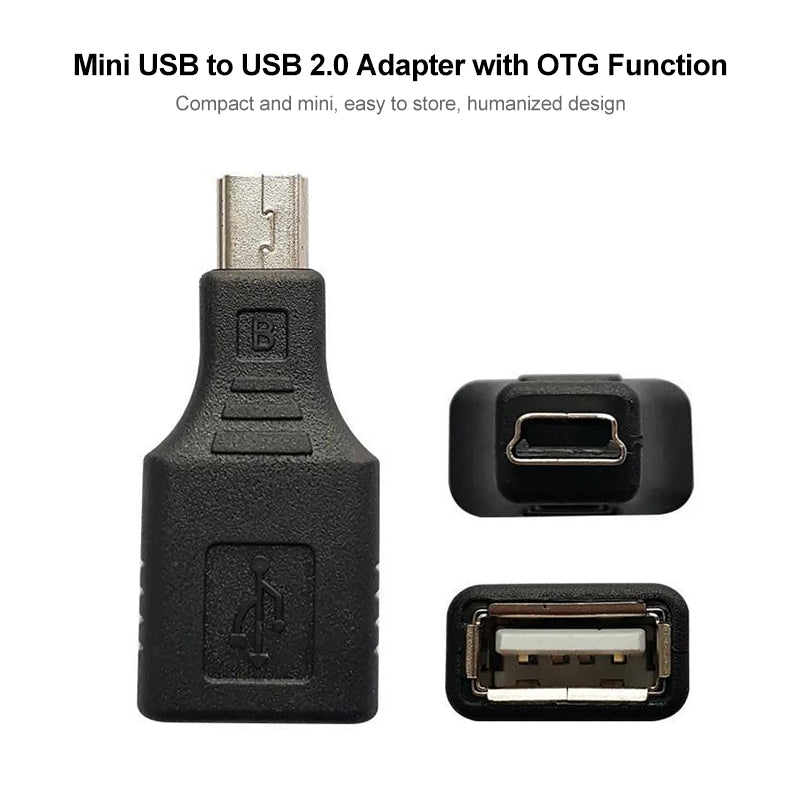 Mini-USB-Male-to-USB-2.0-Female-Adapter-with-OTG-Function(Black)