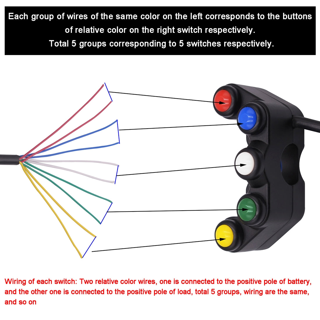 Motorcycle-Headlight-Auxiliary-Light-Horn-Switches-Aluminum-Alloy-Five-position-Faucet-Switches-with-Light