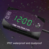 Motorcycle-Multi-functional-2-in-1-Digital-Display-Voltmeter-+-Electronic-Clock,-6-30V-IP67-(Green-Light)