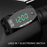 Motorcycle-Multi-functional-2-in-1-Digital-Display-Voltmeter-+-Electronic-Clock,-6-30V-IP67-(Green-Light)