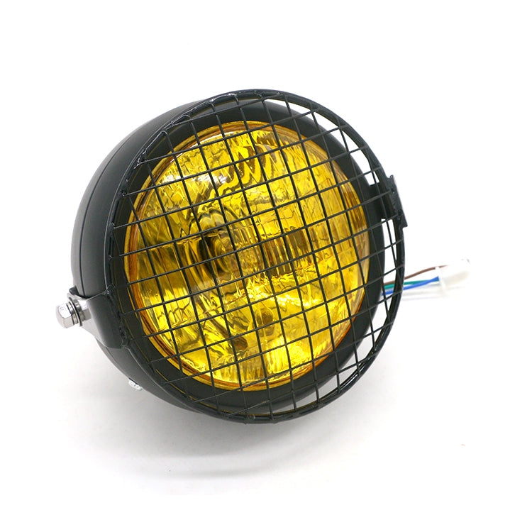 Motorcycle-Reticular-Retro-Lamp-LED-Headlight-Modification-Accessories-for-Halley-/-Honda-CG125-/-Suzuki-GN125(Yellow)