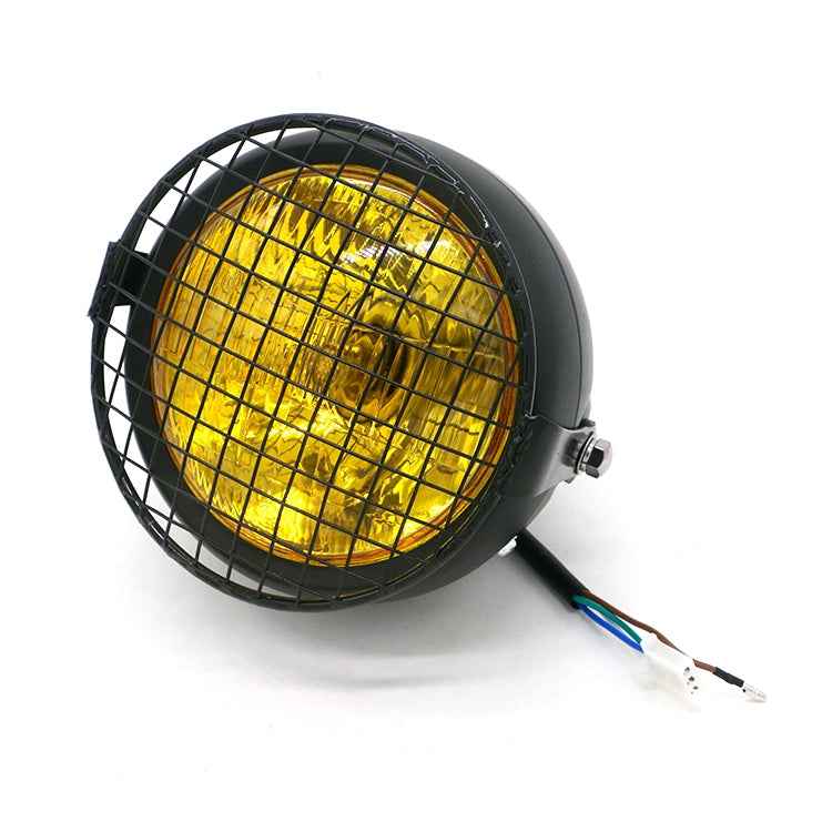 Motorcycle-Reticular-Retro-Lamp-LED-Headlight-Modification-Accessories-for-Halley-/-Honda-CG125-/-Suzuki-GN125(Yellow)