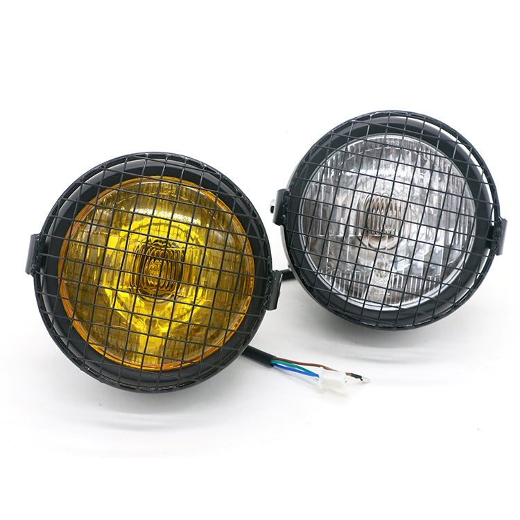 Motorcycle-Reticular-Retro-Lamp-LED-Headlight-Modification-Accessories-for-Halley-/-Honda-CG125-/-Suzuki-GN125(Yellow)