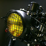 Motorcycle-Reticular-Retro-Lamp-LED-Headlight-Modification-Accessories-for-Halley-/-Honda-CG125-/-Suzuki-GN125(Yellow)