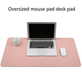 Multifunction-Business-PU-Leather-Mouse-Pad-Keyboard-Pad-Table-Mat-Computer-Desk-Mat,-Size:-60-x-30cm(Pink)