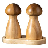 Mushroom-Shaped-Pepper-Grinder-Wooden-Kitchen-Grinding-Tool,-Spec:-Double+Base