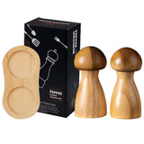 Mushroom-Shaped-Pepper-Grinder-Wooden-Kitchen-Grinding-Tool,-Spec:-Double+Base