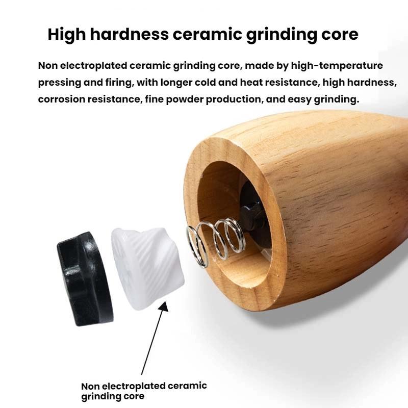 Mushroom-Shaped-Pepper-Grinder-Wooden-Kitchen-Grinding-Tool,-Spec:-Double+Base