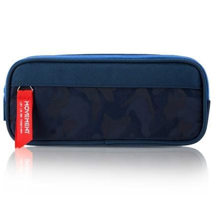 Camouflage Pencilcase Nylon Canvas Double Zipper Pen Bag (Navy Blue)