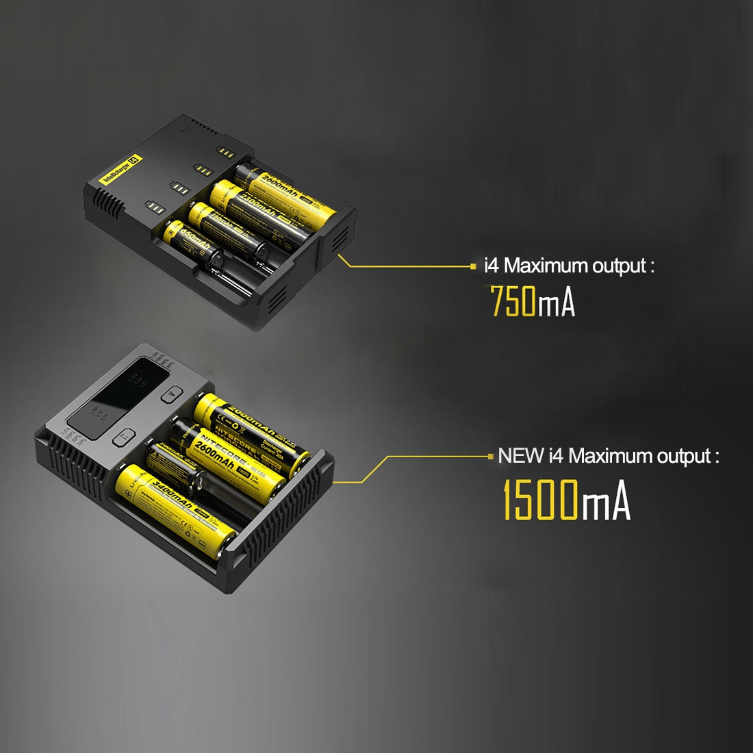 NEW-i4-Intelligent-Digi-Smart-Charger-with-LED-Indicator-for-14500,-16340-(RCR123),-18650,-22650,-26650,-Ni-MH-and-Ni-Cd-(AA,-AAA)-Battery