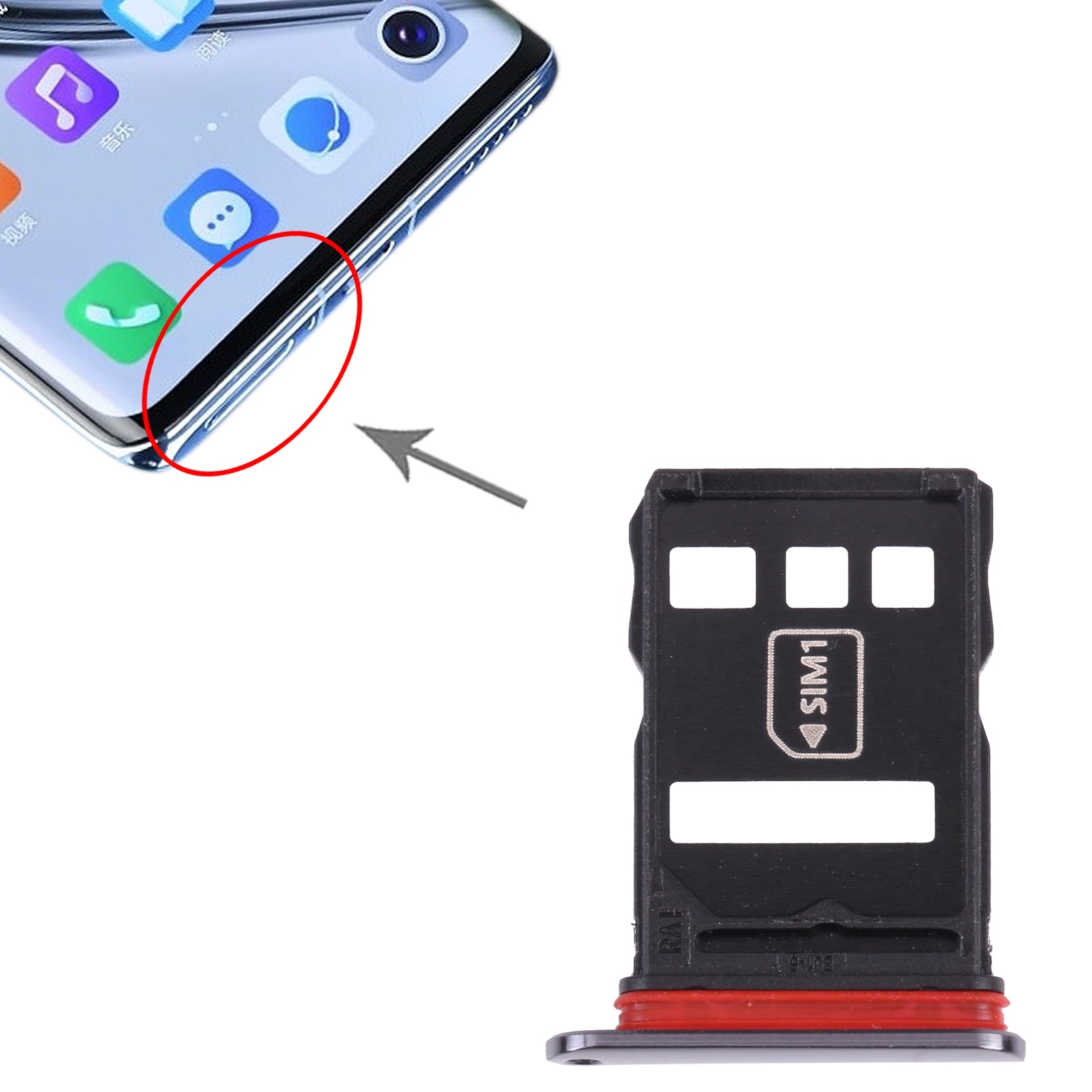 NM-Card-Tray-+-SIM-Card-Tray-for-Huawei-Mate-40E-4G-(Black)