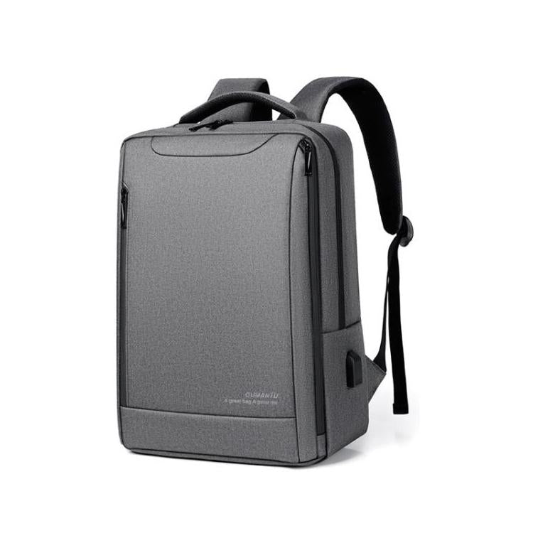 OUMANTU-2106-1-Lightweight-Business-Laptop-Backpack-Large-Capacity-USB-Charging-Daypack-For-Work,-Travel,-Gym(Gray)