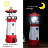 Outdoor-Garden-Decoration-Solar-Lighthouse-Resin-LED-Revolving-Light(Red-White)
