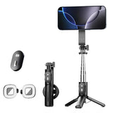 P08Y-Pro-F2-Portable-Travel-Selfie-Stick-Tripod-Mini-MagSafe-Phone-Stand-with-Remote-Control-and-Fill-Lights(Black)