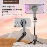P08Y-Pro-F2-Portable-Travel-Selfie-Stick-Tripod-Mini-MagSafe-Phone-Stand-with-Remote-Control-and-Fill-Lights(Black)