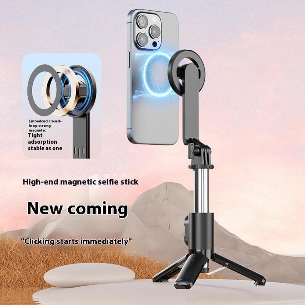 P08Y-Pro-F2-Portable-Travel-Selfie-Stick-Tripod-Mini-MagSafe-Phone-Stand-with-Remote-Control-and-Fill-Lights(Black)